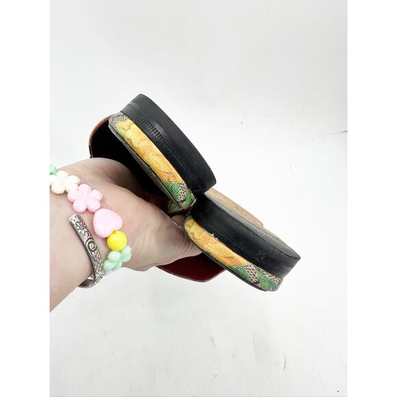 Gucci Princetown Gold Horsebit Tian GG Monogram Bird Print Canvas Mules Size 37 - Picture 3 of 9